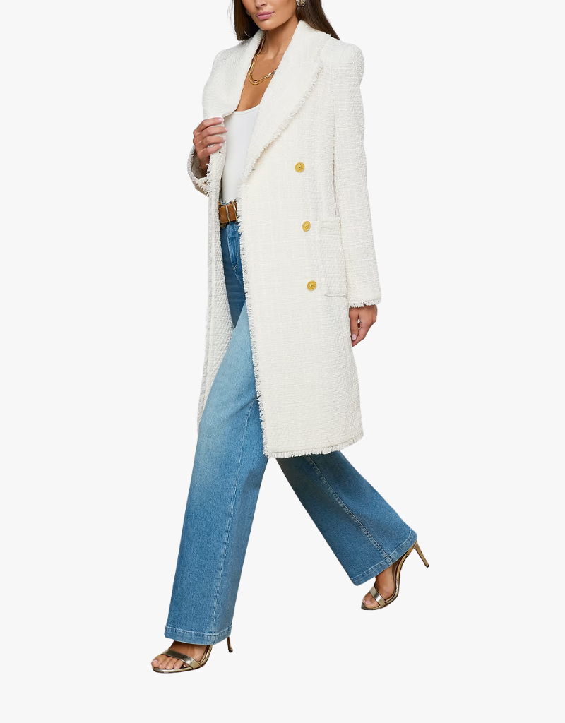 L'agence Cooper Unlined Tweed Coat in Vintage White