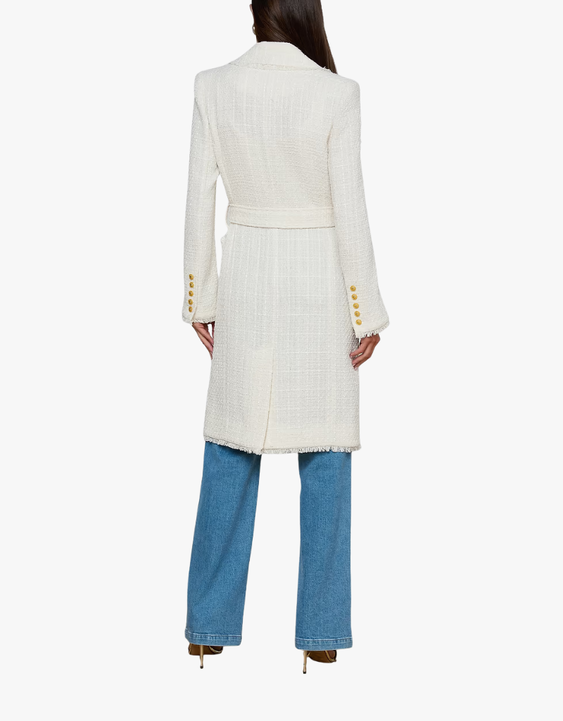 L'agence Cooper Unlined Tweed Coat in Vintage White