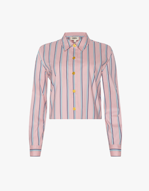 L'agence Cosette Crop Hi Low Shirt in Pale Rose Stripe