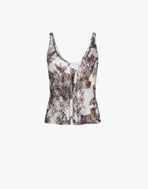 L'agence Eddie Bias Tank Top in White Multi Small Butterfly Jungle
