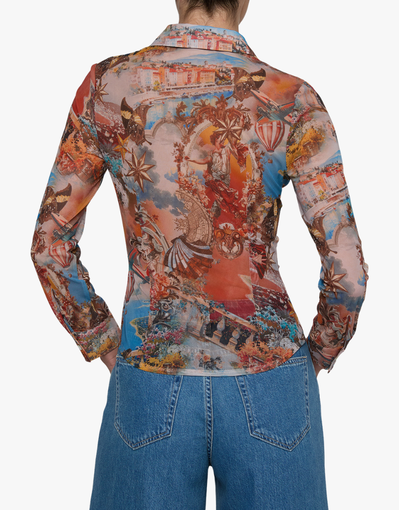 L'agence Indiana Fitted Blouse in Multi Collage