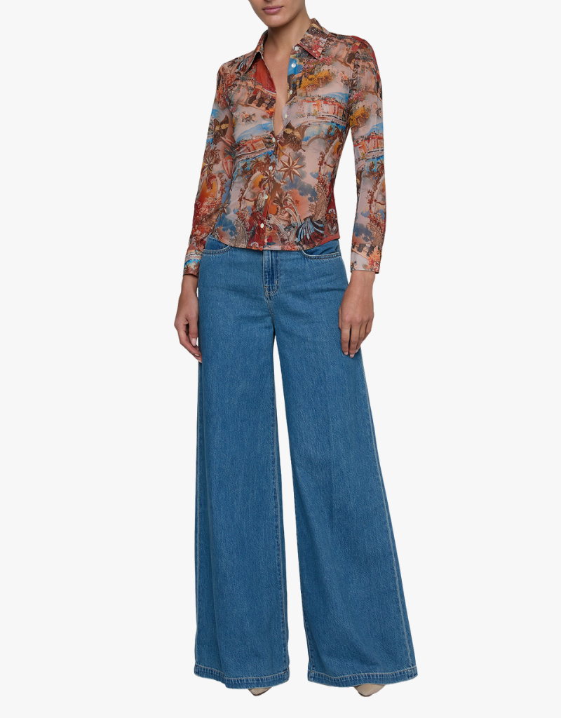 L'agence Indiana Fitted Blouse in Multi Collage