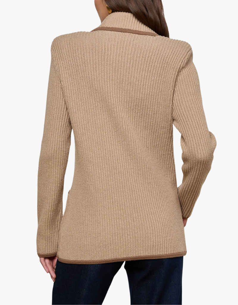L'agence Ranch Knit Blazer in Natural & Brown