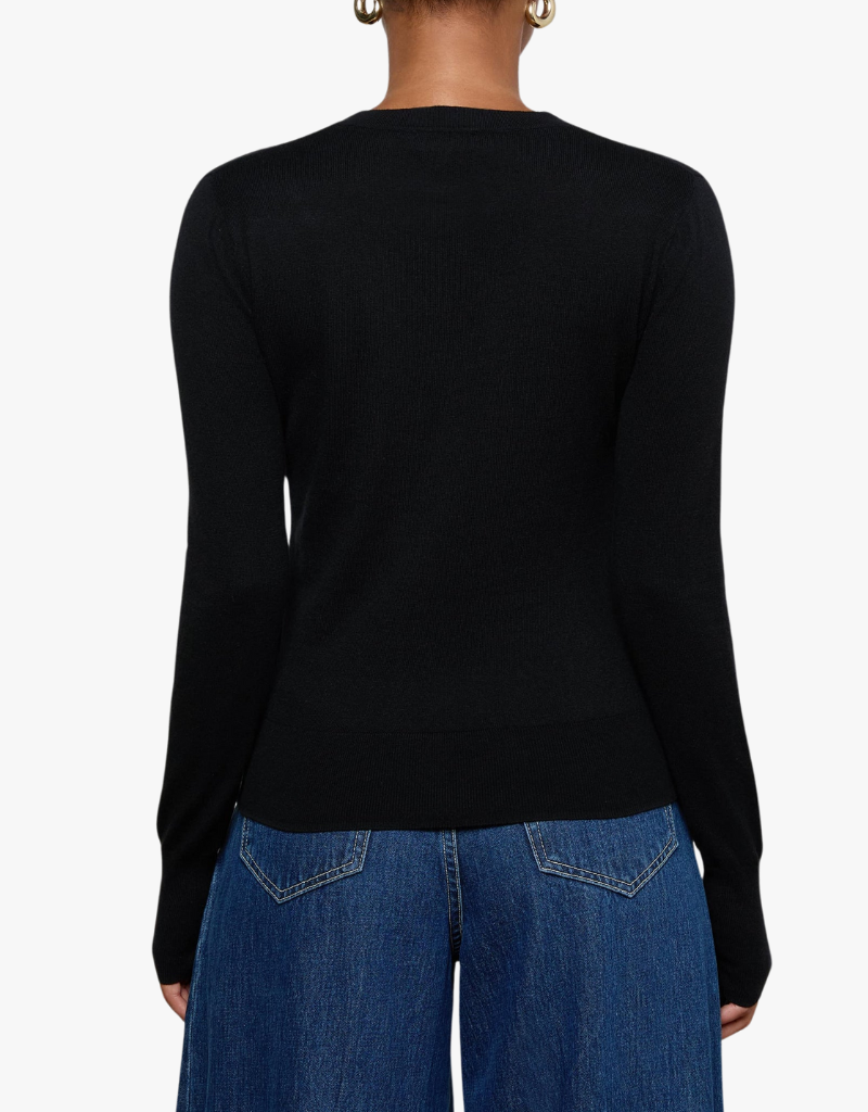 L'agence Ronda Knit Henley Pullover in Black & Gold