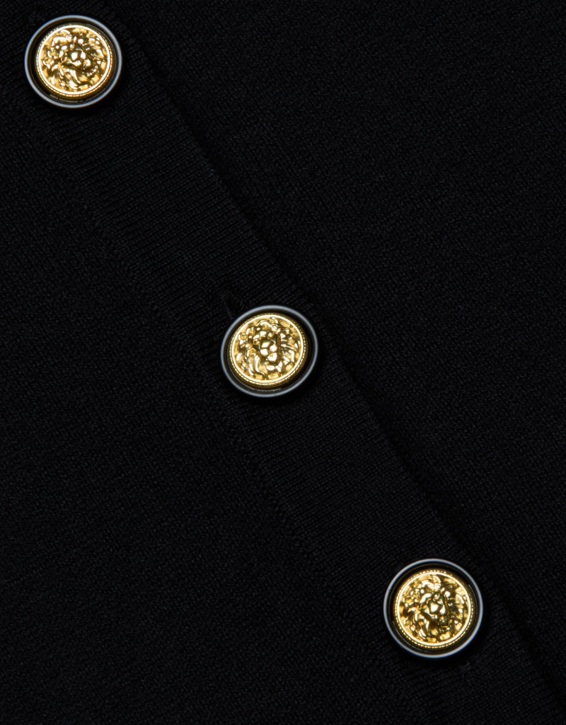 L'agence Ronda Knit Henley Pullover in Black & Gold