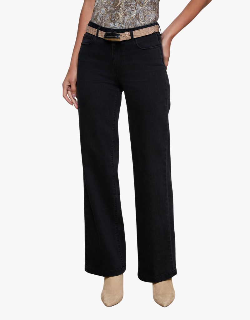 L'agence Scottie High Rise Wide Leg Jean in Washed Black