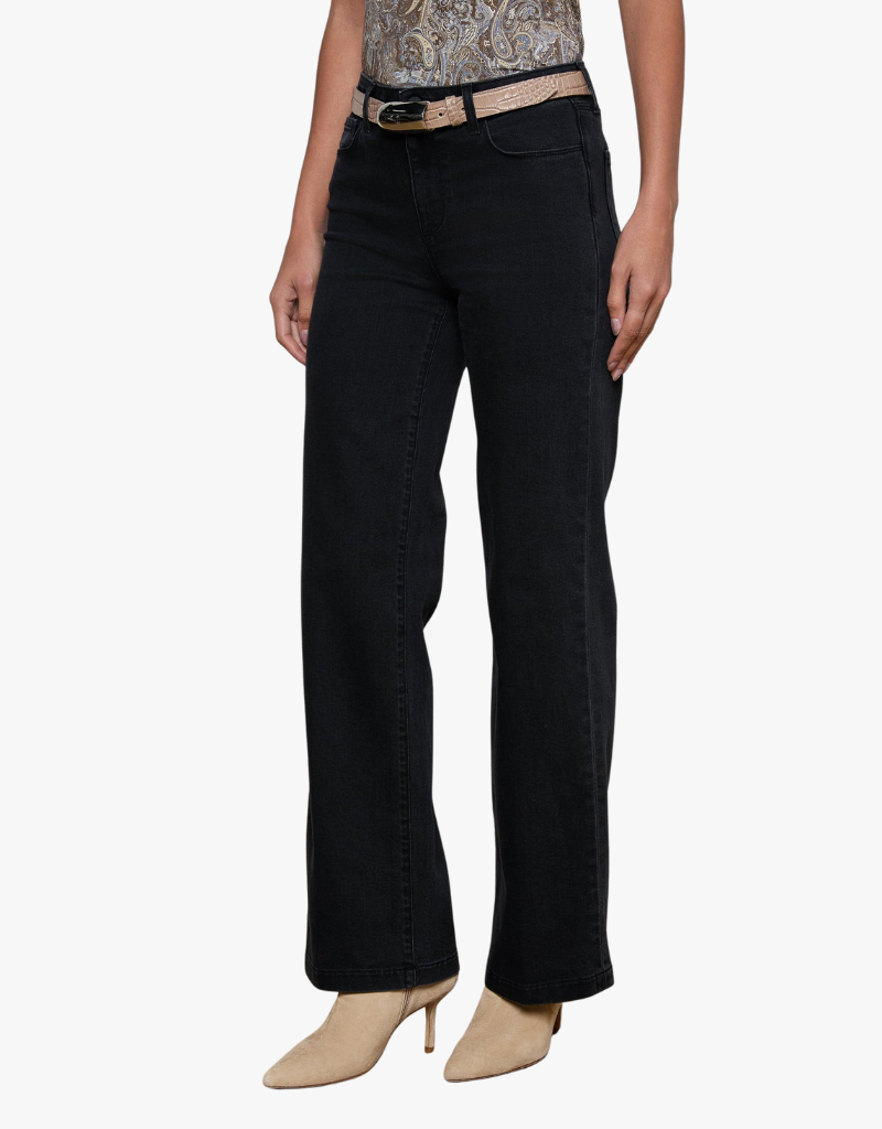 L'agence Scottie High Rise Wide Leg Jean in Washed Black
