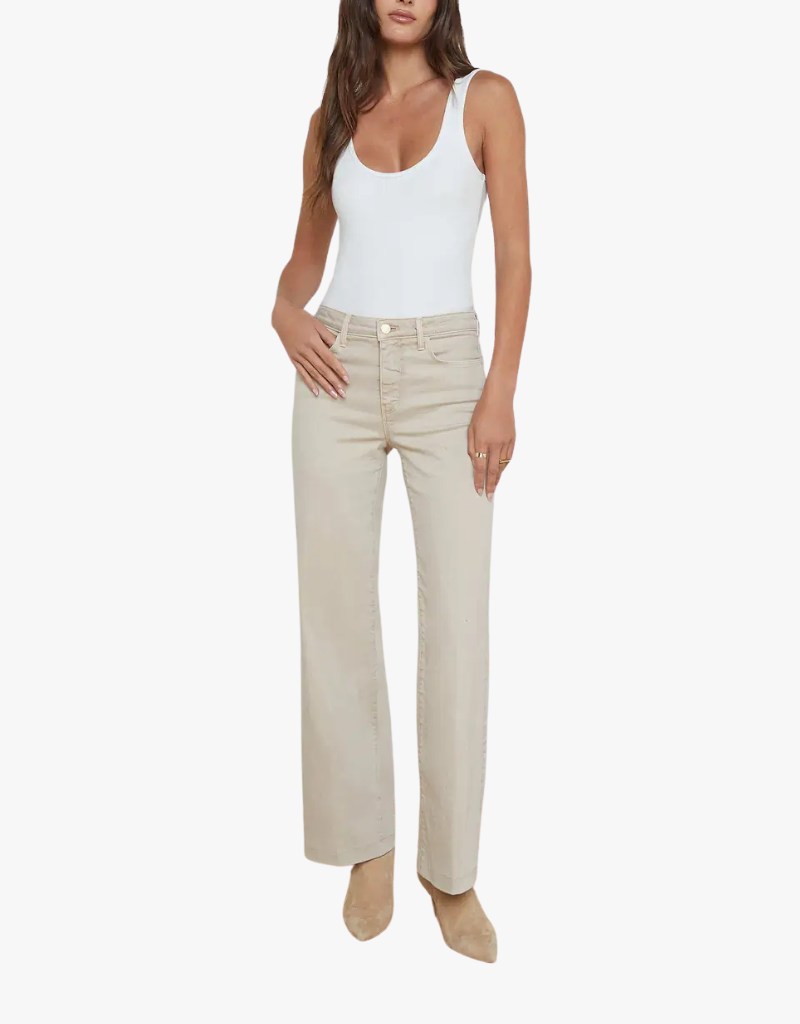L'agence Scottie High Rise Wide Leg in Biscuit