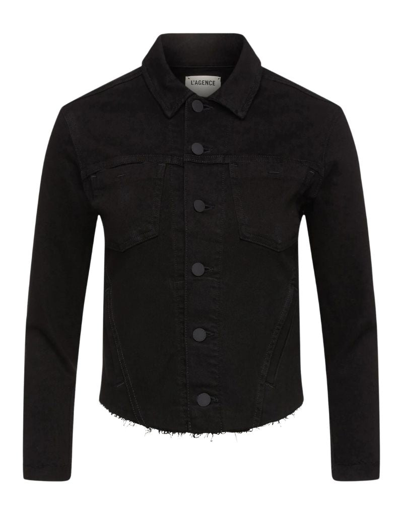 L'agence Slim Raw Jacket in Saturated Black