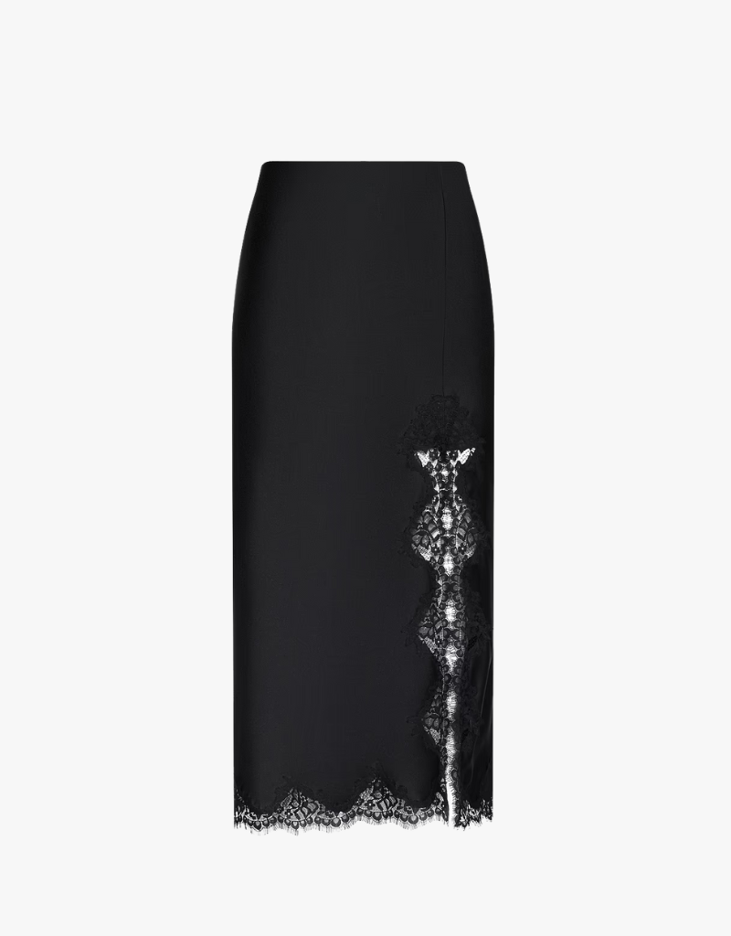 L'agence Tico Lace Midi Skirt in Black