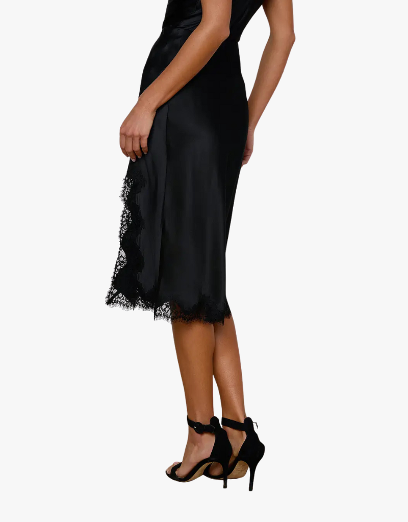 L'agence Tico Lace Midi Skirt in Black