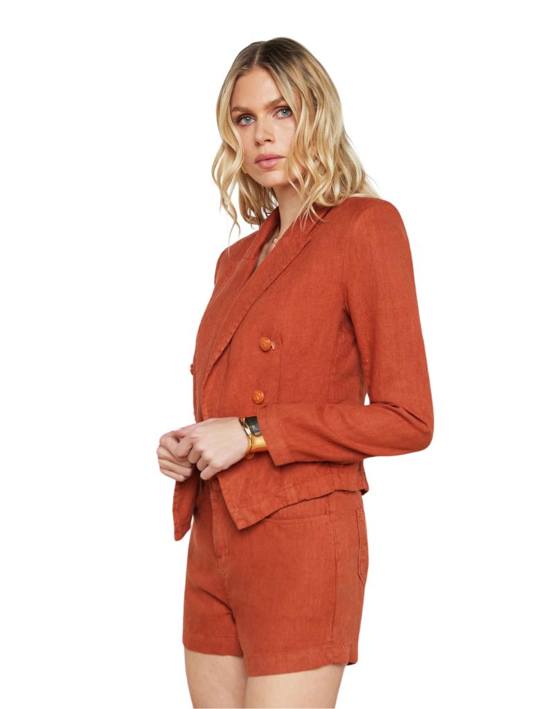 L'agence Wayne Crop Double-Breasted Jacket in Sienna