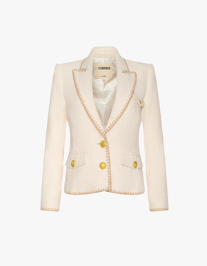 L'agence Wylla Short Structured Blazer in Ecru & Biscuit