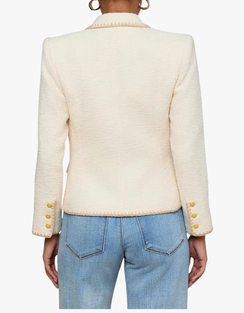 L'agence Wylla Short Structured Blazer in Ecru & Biscuit