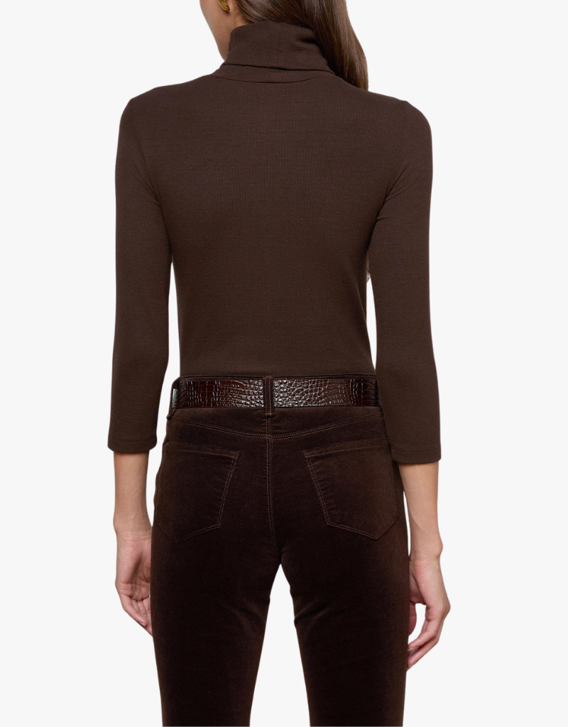 L'agence Aja Turtleneck 3/4 Sleeve in Coffee Bean
