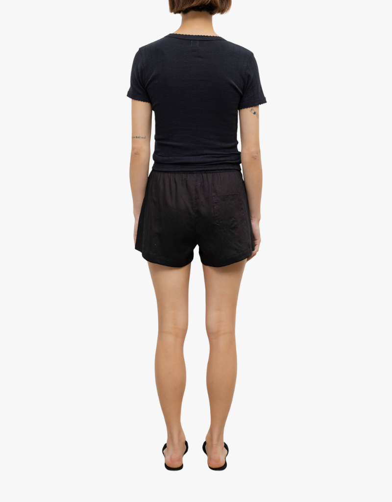 Leset Pointelle Slim Fit Tee in Black
