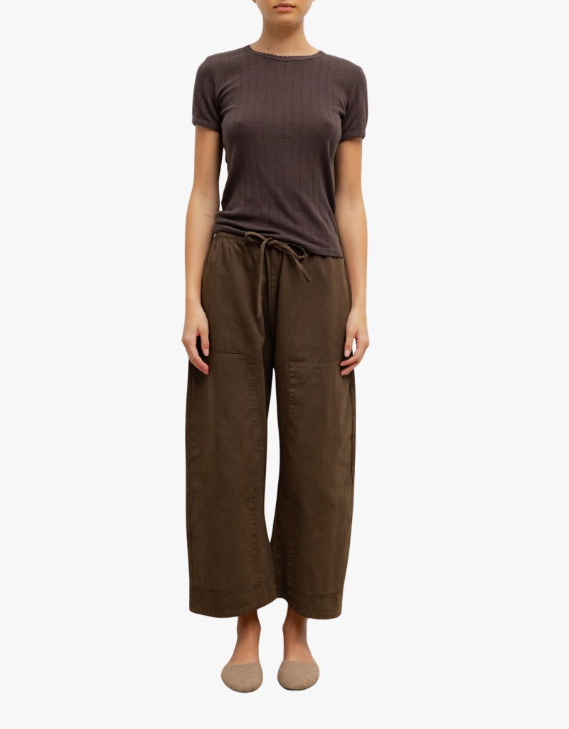 Leset Pointelle Slim Fit Tee in Choco