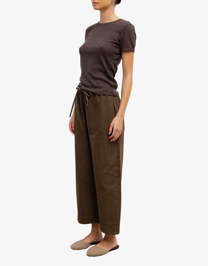Leset Pointelle Slim Fit Tee in Choco