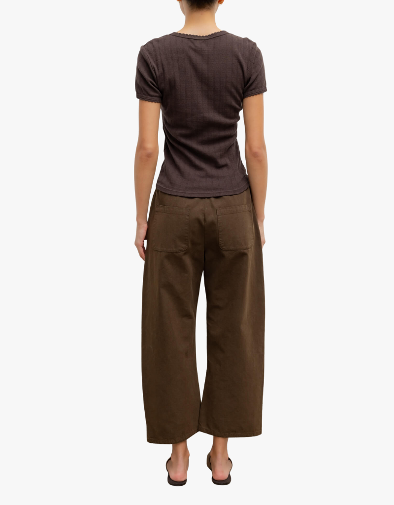 Leset Pointelle Slim Fit Tee in Choco