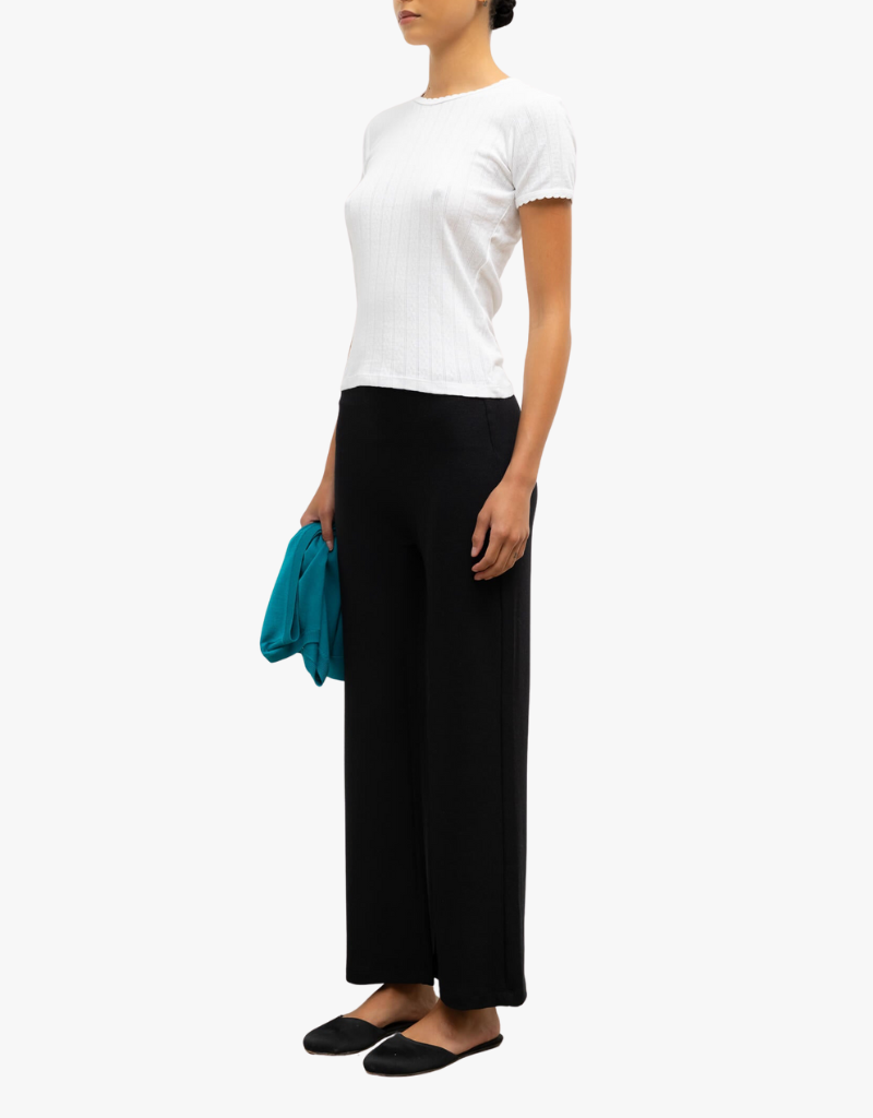 Leset Pointelle Slim Fit Tee in White