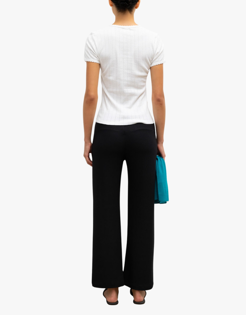 Leset Pointelle Slim Fit Tee in White