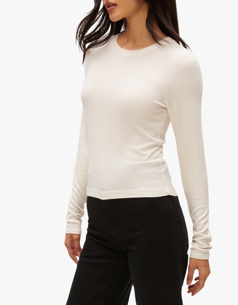 Michael Stars Finn Cropped Crew Neck in Chalk