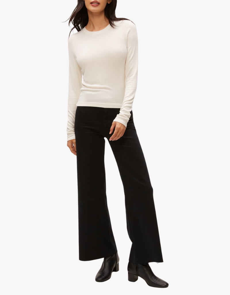 Michael Stars Finn Cropped Crew Neck in Chalk