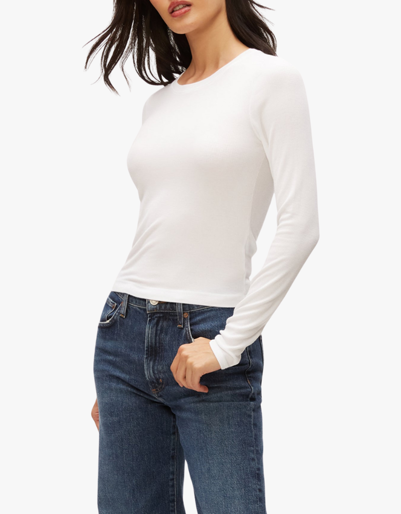 Michael Stars Finn Cropped Crew Neck in White