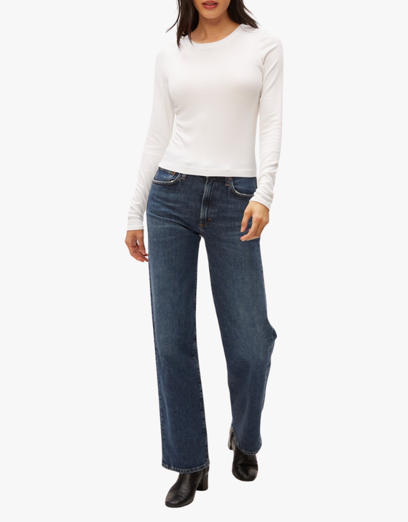 Michael Stars Finn Cropped Crew Neck in White