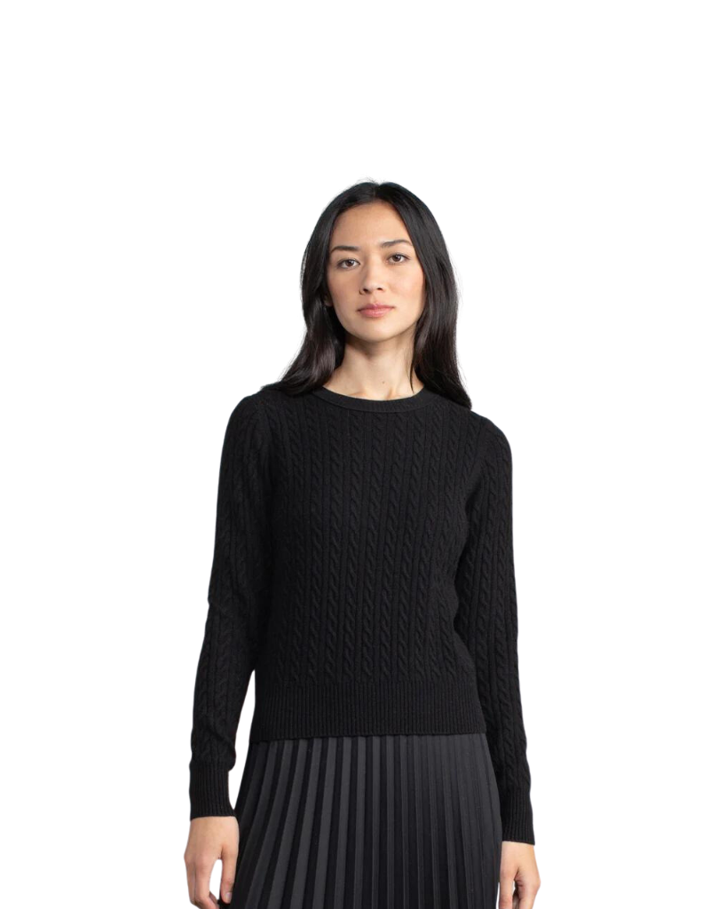 Margaret O'Leary Baby Cable Pullover in Black