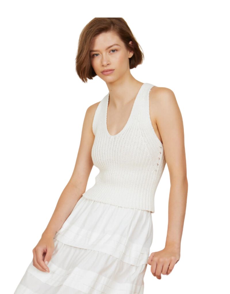 Margaret O'Leary Cropped Halter Top in Ivory