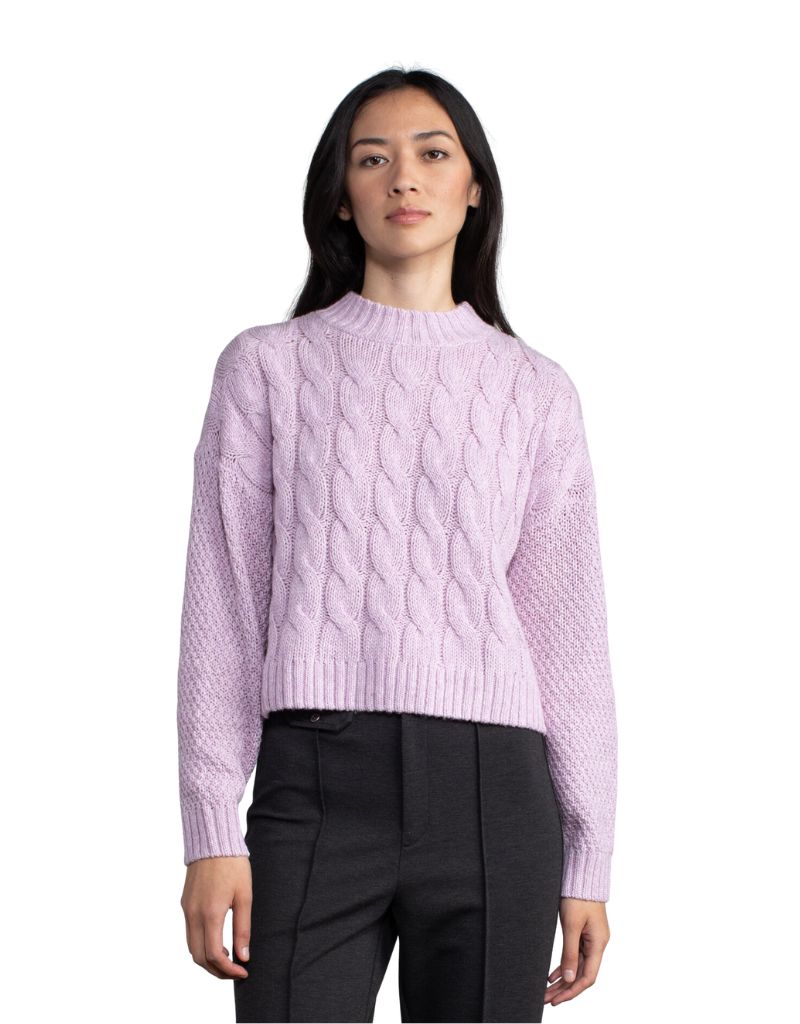 Margaret O'Leary London Cable Pullover in Lilac