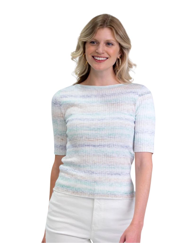 Margaret O'Leary Ombre Rib Tee In Sky