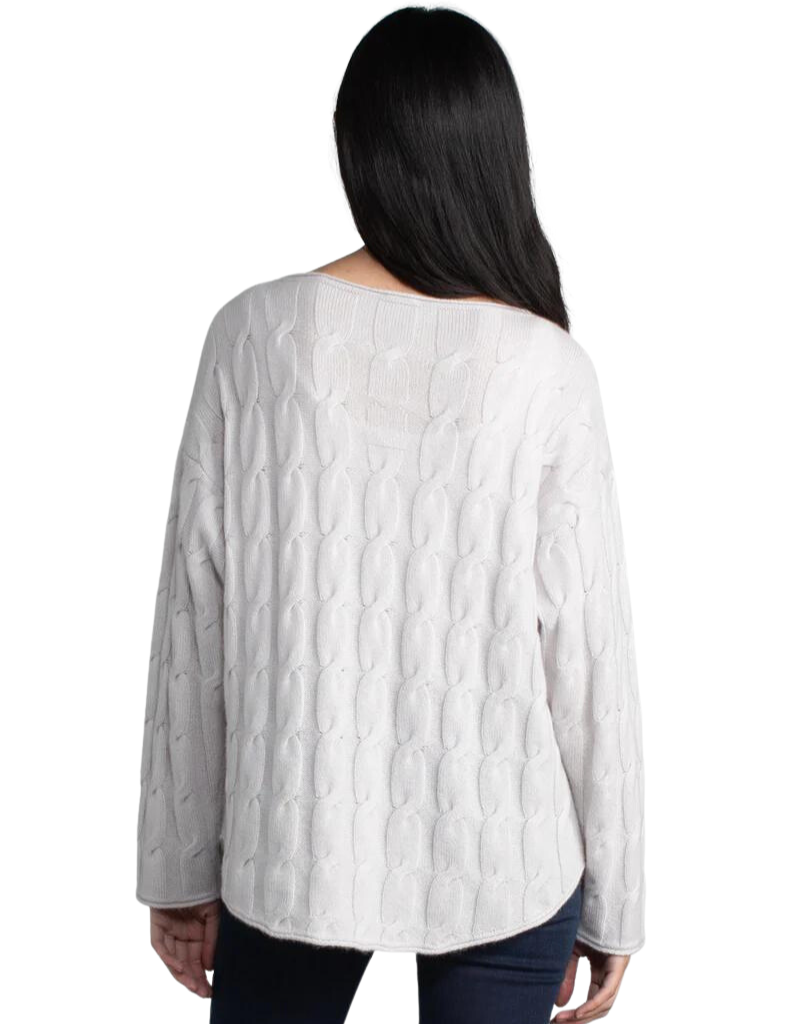 Margaret O'Leary Shirttail Cable Pullover in Fog
