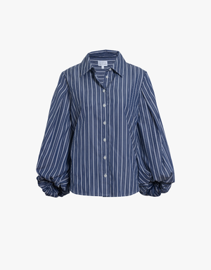 Tanya Taylor Marina Stripe Top in Maritime Blue & White