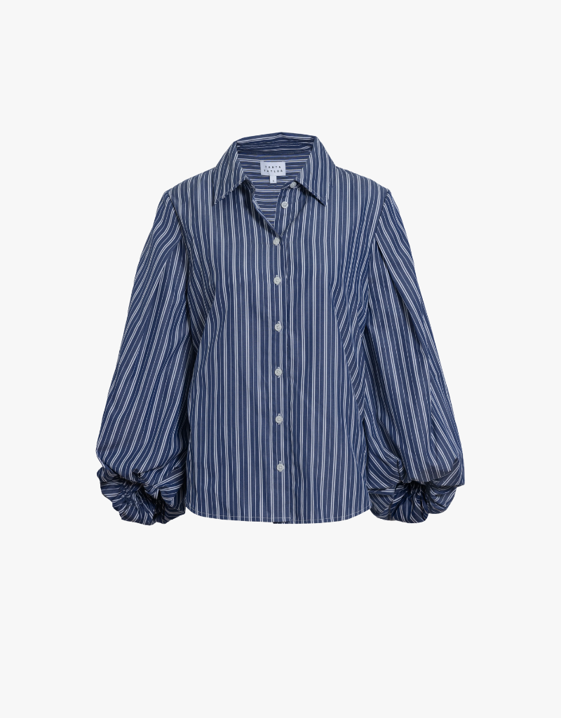 Tanya Taylor Marina Stripe Top in Maritime Blue & White
