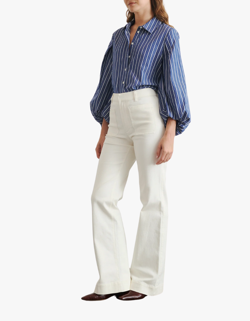 Tanya Taylor Marina Stripe Top in Maritime Blue & White