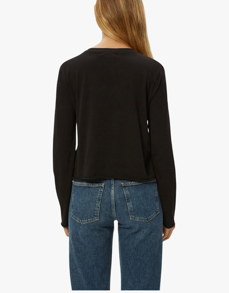 Michael Stars Aiko Crew Neck Rolled Edge Tee in Black