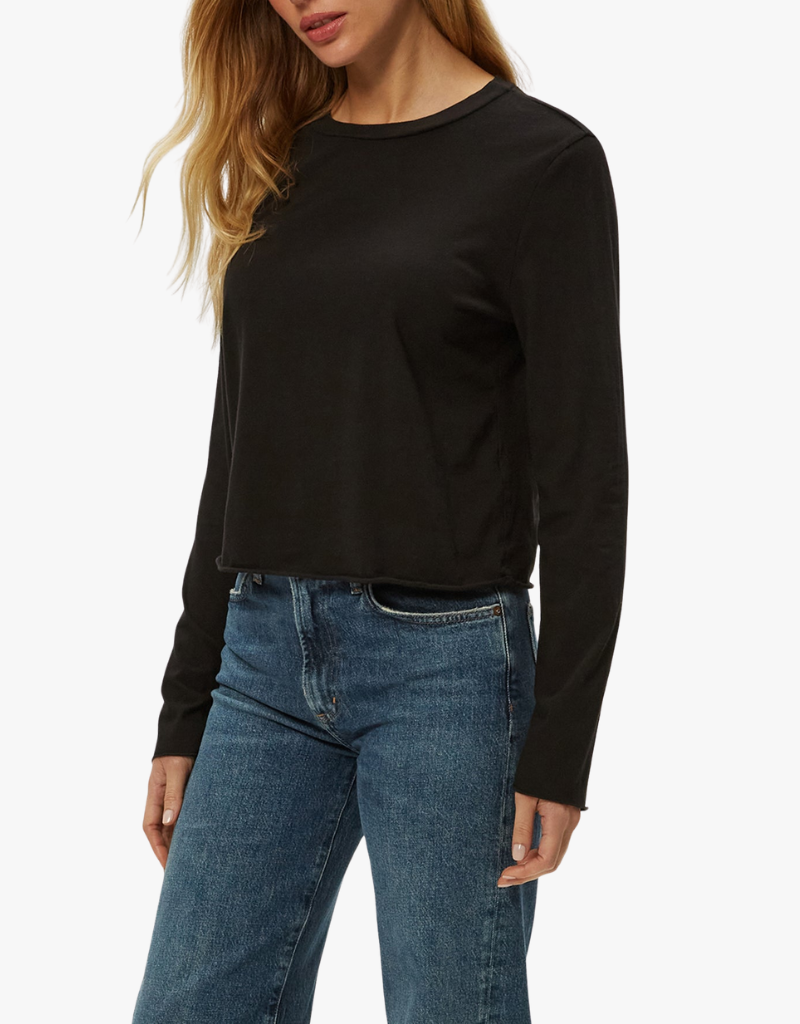 Michael Stars Aiko Crew Neck Rolled Edge Tee in Black