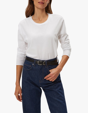 Michael Stars Aiko Crew Neck Rolled Edge Tee in White