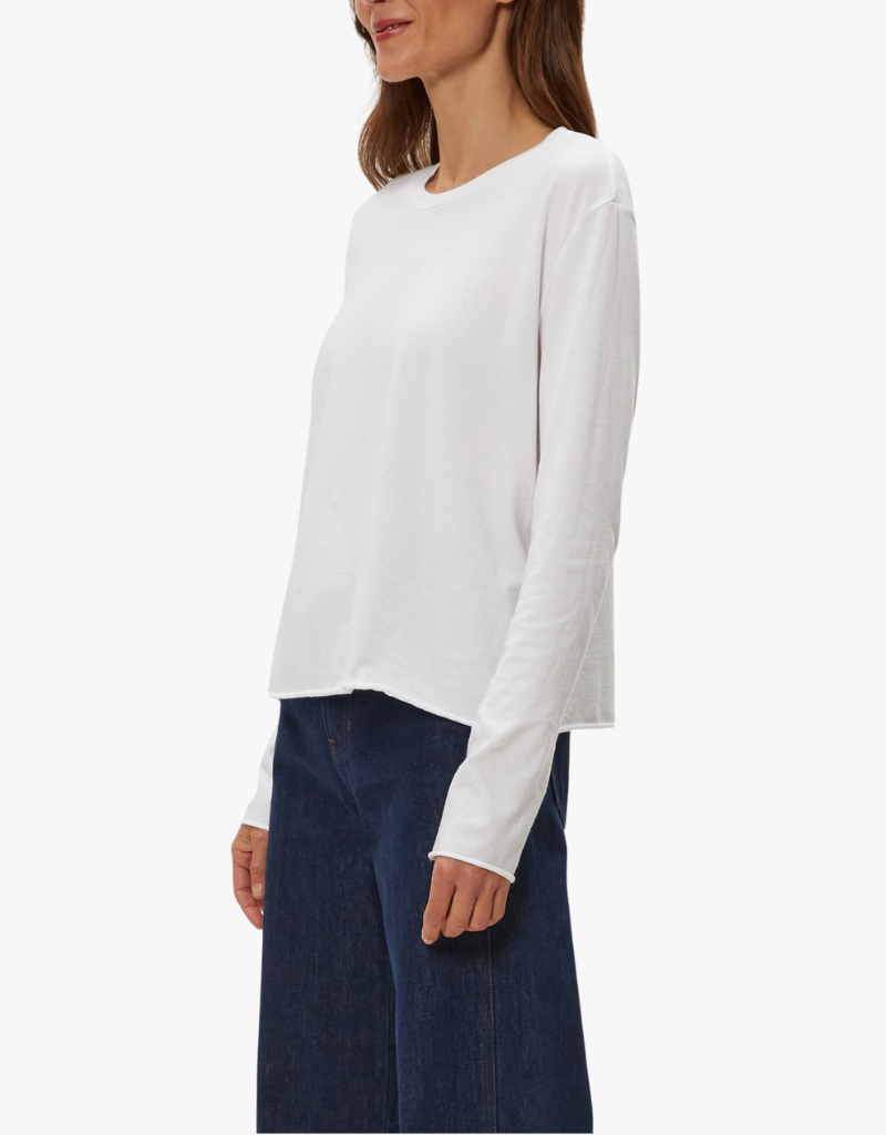 Michael Stars Aiko Crew Neck Rolled Edge Tee in White