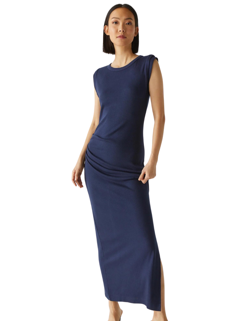 Michael Stars Calliope Power Shoulder Maxi dress in Nocturnal