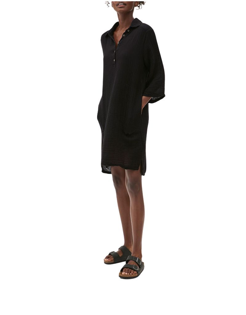 Michael Stars Mini Cecily Popover Collar Dress in Black