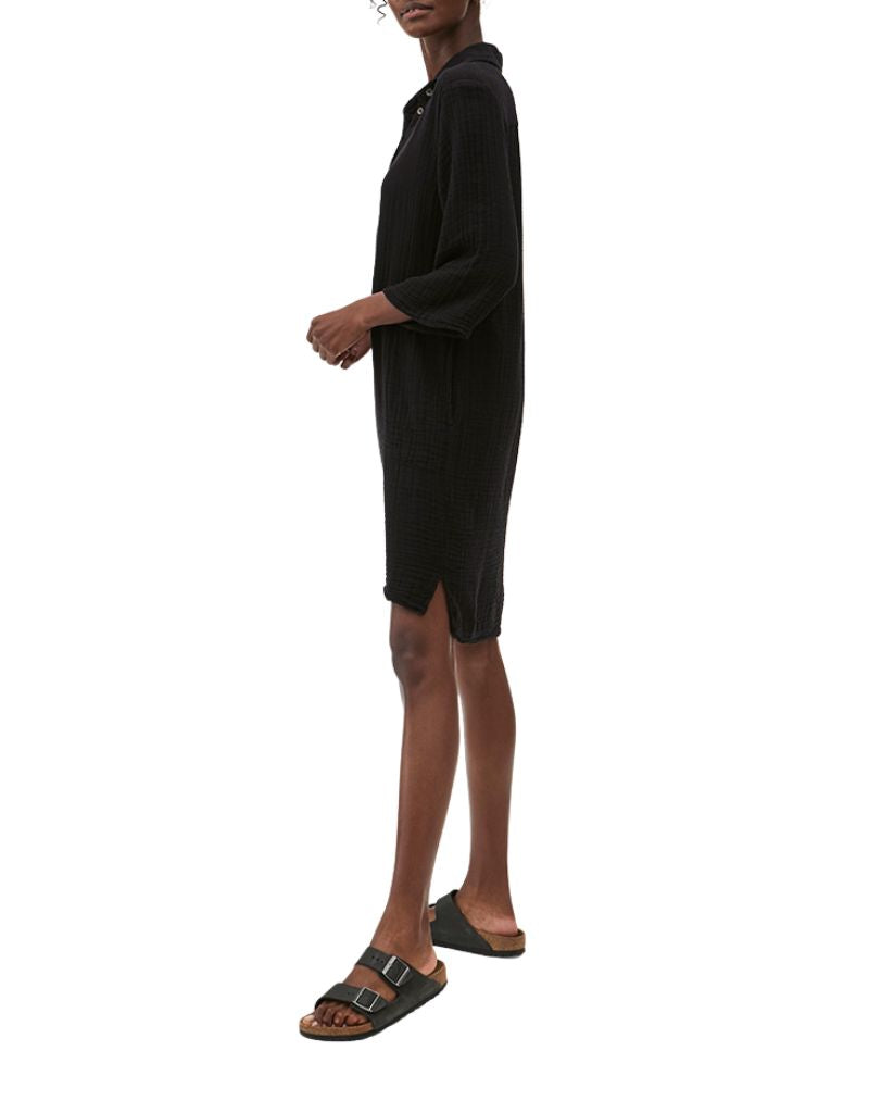Michael Stars Mini Cecily Popover Collar Dress in Black