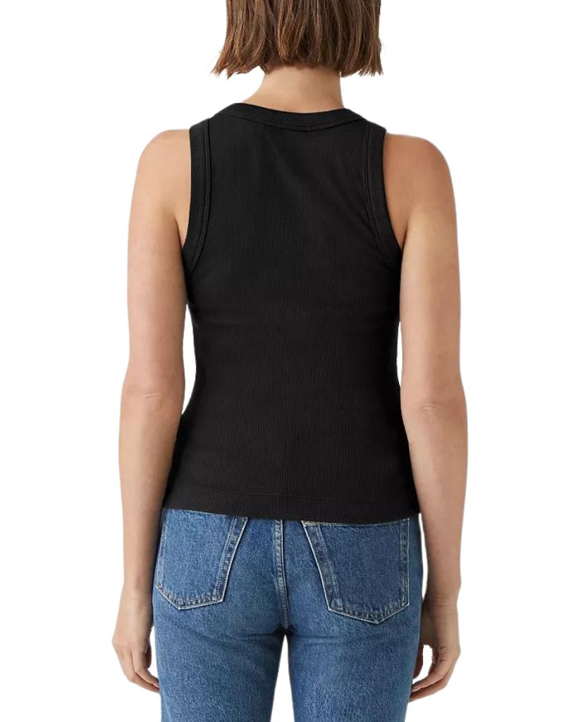 Michael Stars Gina Ribbed Cropped Tank Top in Black
