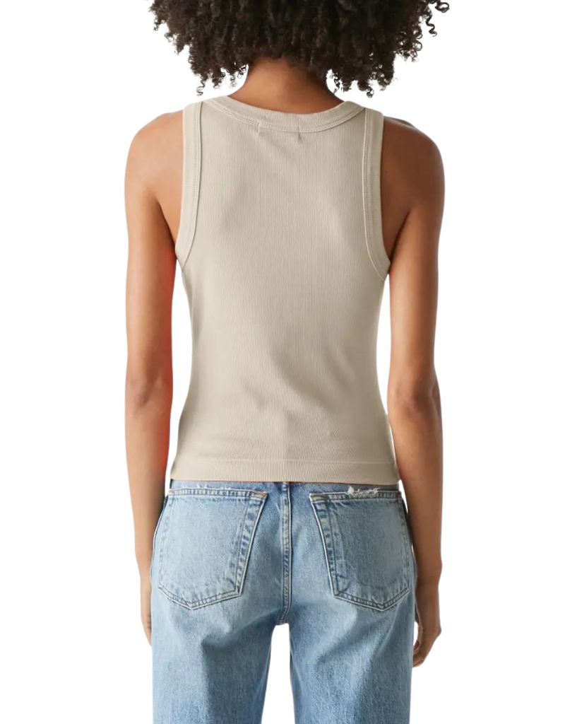 Michael Stars Gina Ribbed Cropped Tank Top in Cement