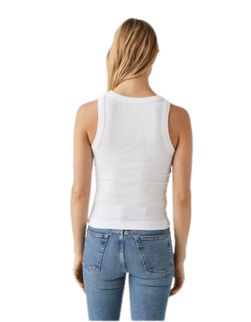 Michael Stars Gina Ribbed Cropped Tank Top in White