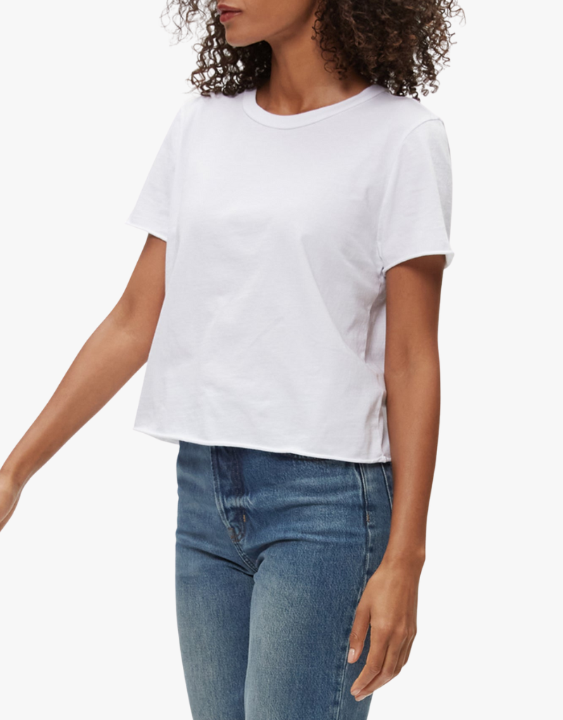 Michael Stars Jackie Raw Edge Crew Neck Tee in White