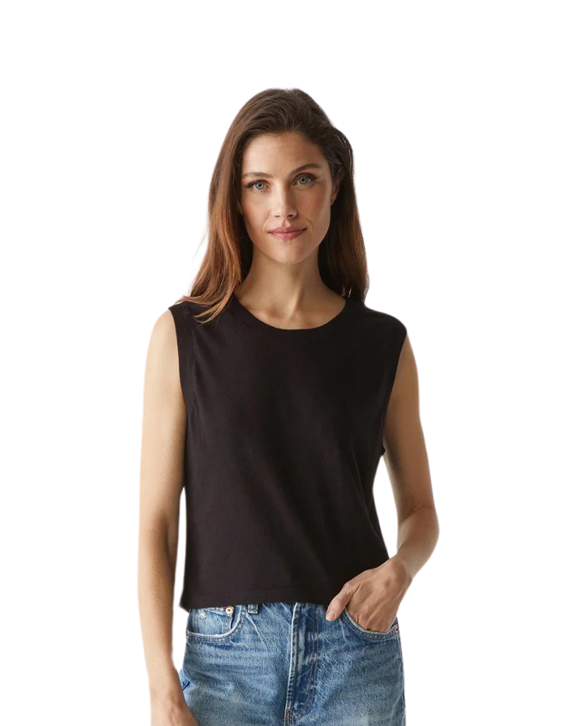 Michael Stars Johnnie Cropped Muscle Tank in Black