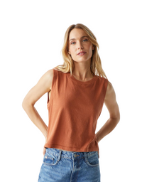 Michael Stars Johnnie Cropped Muscle Tank in Toffee